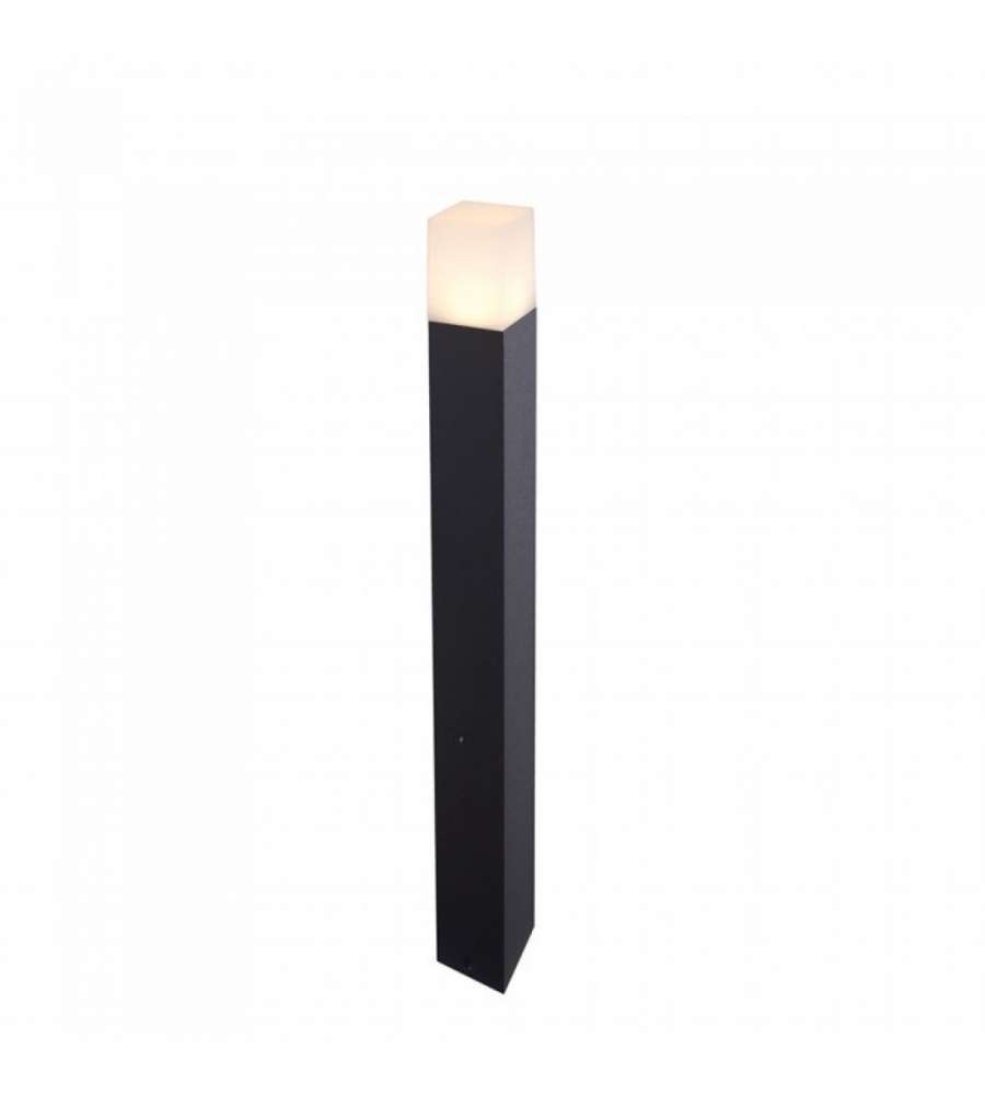 Lampada LED da Giardino Quadrata con Portalampada GU10 (Max 35W) con Corpo Nero e Copertura Bianca h: 80cm IP54