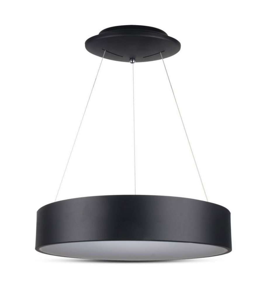 Lampadario LED a Sospensione Circolare 25W in Metallo Colore Nero d: 45cm h: 120cm 3000K