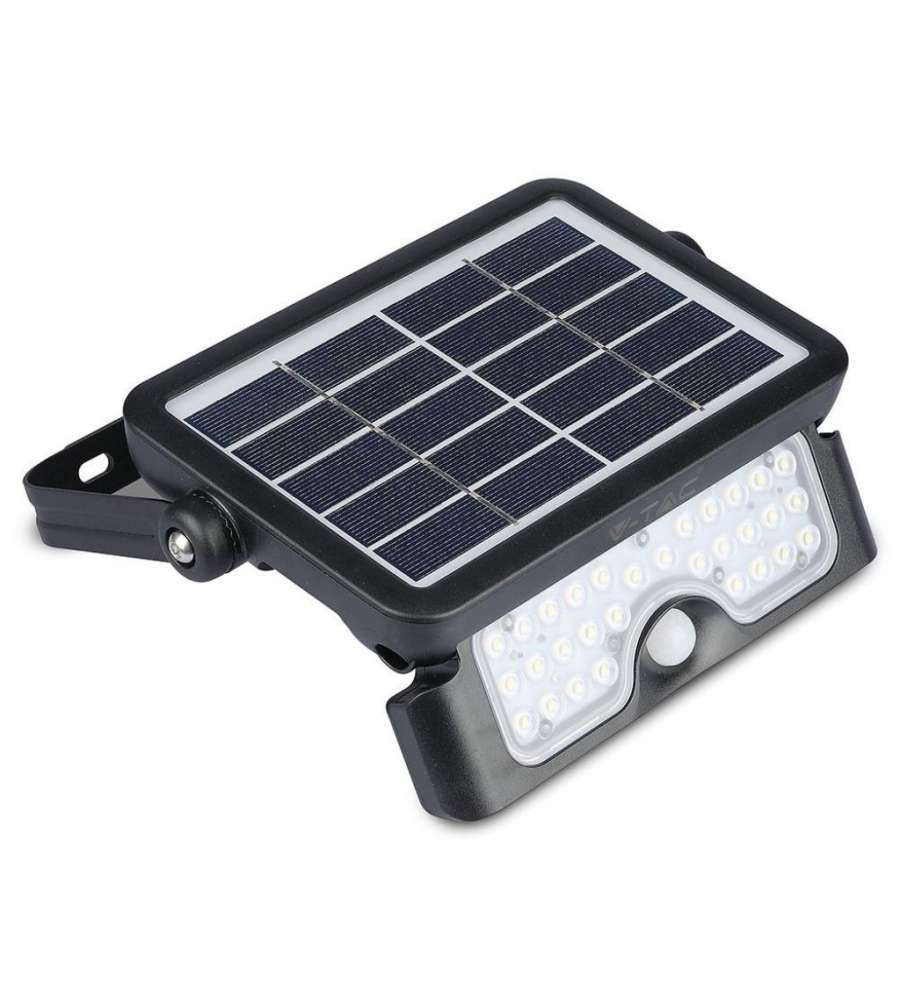 Lampada LED Solare da Muro a Batteria 5W 30LED con Sensore di Movimento e Crepuscolare a Basi Inclinabili 4000K IP65