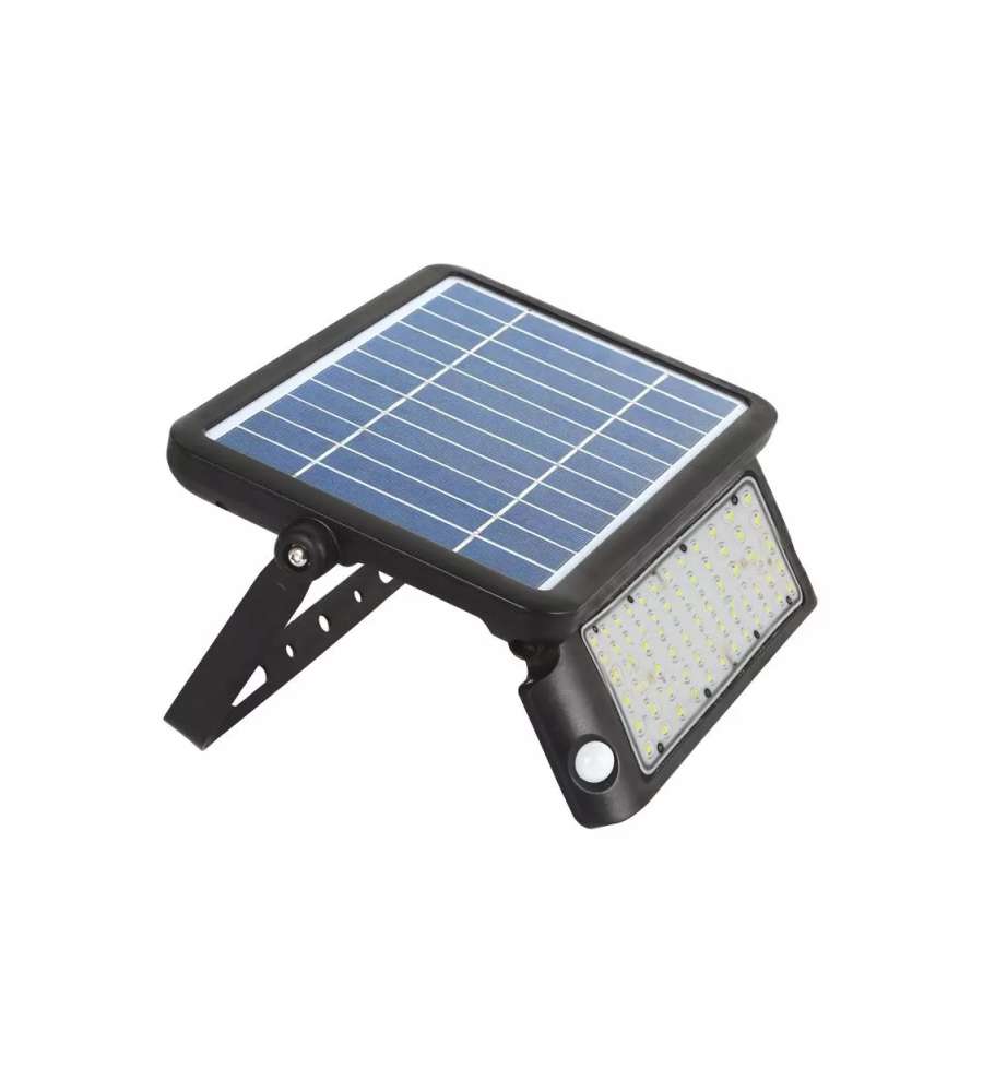 Lampada LED Solare da Muro a Batteria 10W 60LED con Sensore di Movimento e Crepuscolare a Basi Inclinabili 4000K IP44