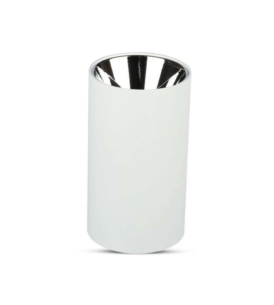 Portafaretto LED Montaggio a Plafone Rotondo GU10 Corpo Bianco Riflettore Cromato