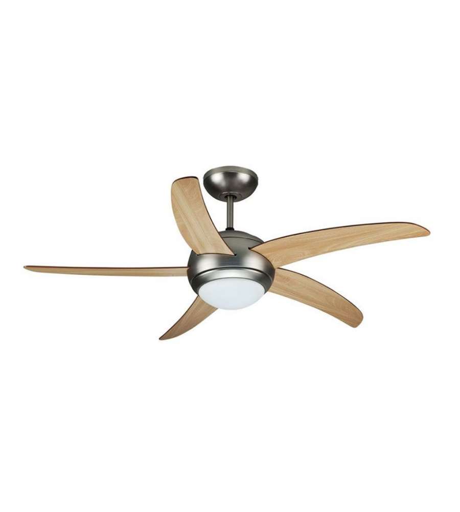 Ventilatore LED da Soffitto 2xE27 con Motore a Corrente Alternata da 60W con Telecomando 5 pale (Mdf Chiare)