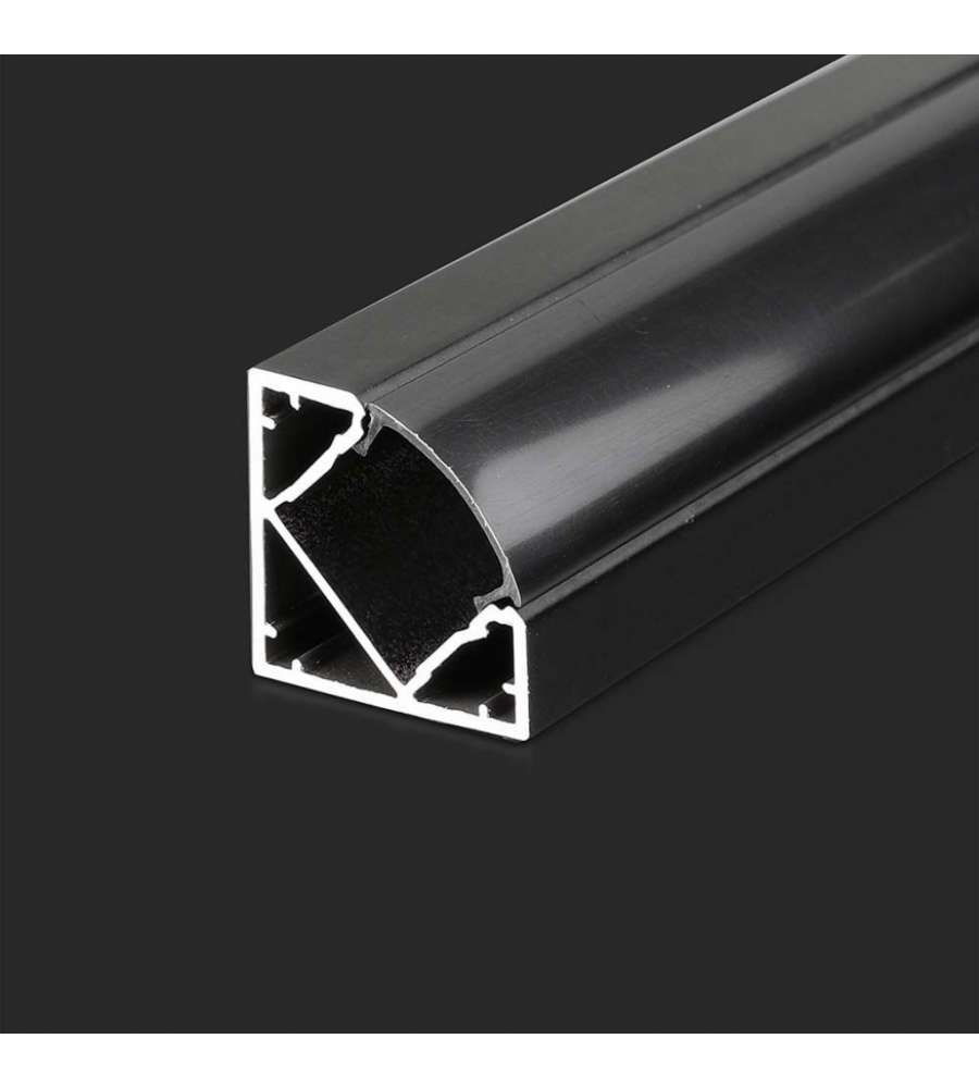 Profilo in Alluminio Angolare Colore Nero per Strip LED 2000 x 19 x 19mm