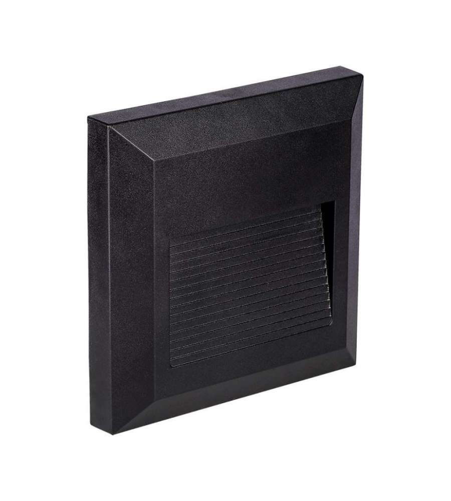 Faretto LED Segnapasso Quadrato Montaggio a Plafone 2W Colore Nero 3000K IP65