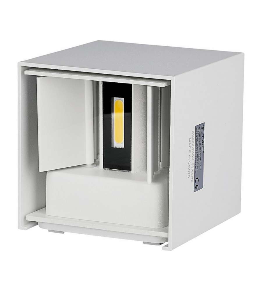 Lampada LED da Muro Quadrata Doppio LED COB 5W 140LM/W Colore Bianco Satinato Fascio Luminoso Regolabile 3000K IP65