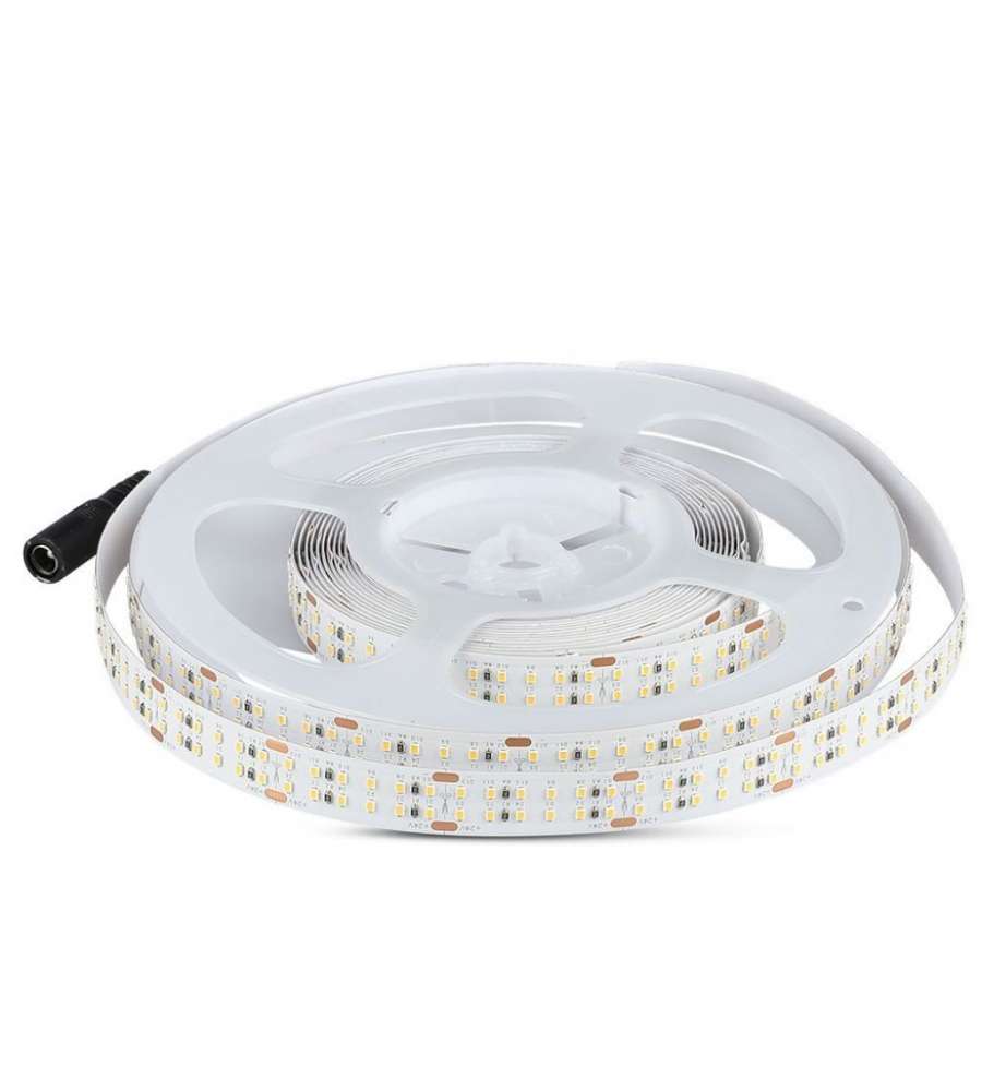 Strip LED SMD2216 30W/m 5m 360 LED/m con Connettore Jack 2.1 da 24V CRI>95 4000K IP20 14mm