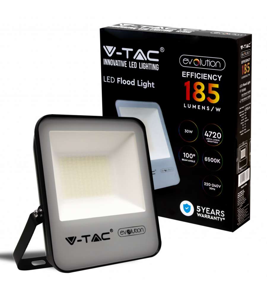 Faro LED Chip Samsung 30W 185LM/W Colore Nero 6400K IP65