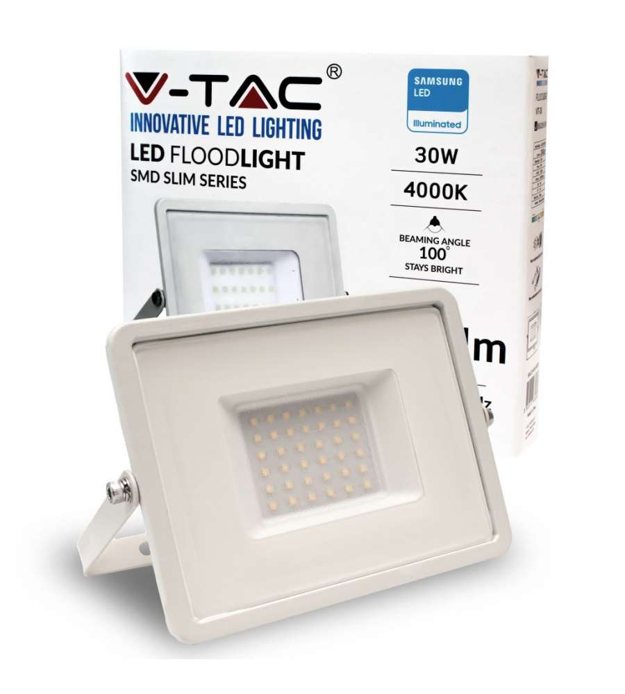 Faro LED SMD Chip Samsung 30W Colore Bianco 4000K IP65
