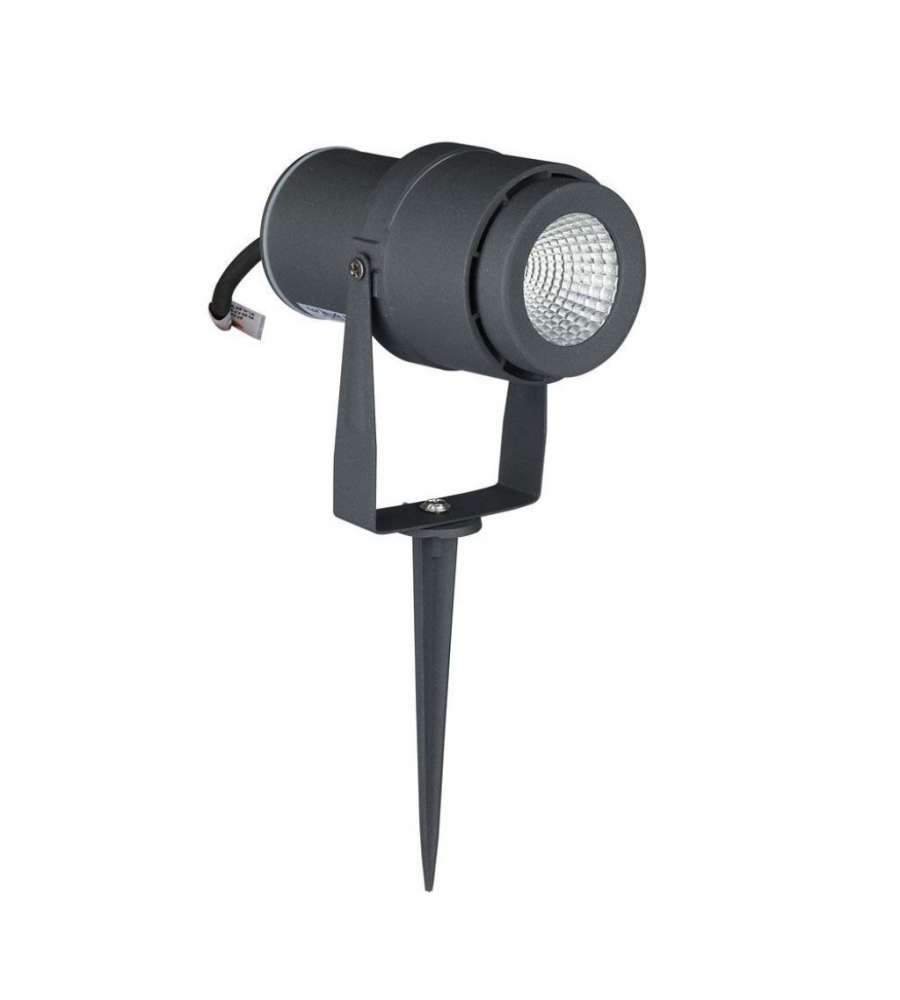 Faretto LED da Giardino 12W con Picchetto Colore Grigio 3000K IP65