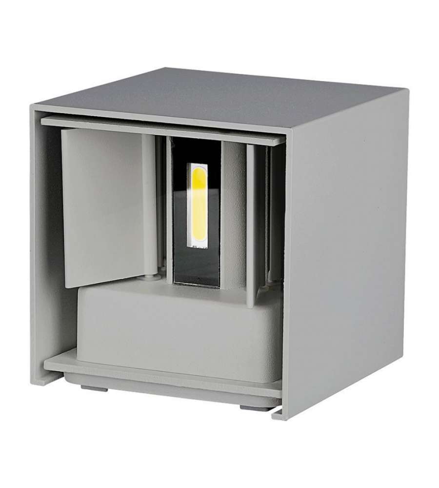 Lampada LED da Muro Quadrata Doppio LED COB 5W 140LM/W Colore Grigio Satinato Fascio Luminoso Regolabile 4000K IP65