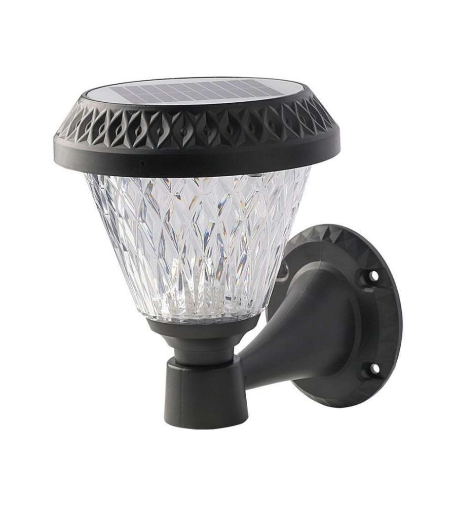 Lampada LED Solare da muro 0.8W a Cono con Telecomando Colore Nero 3in1 IP44