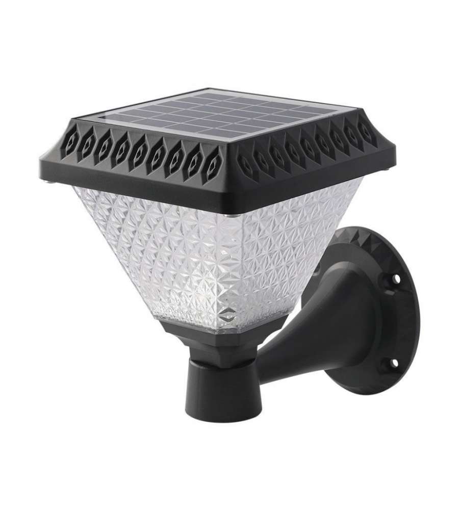 Lampada LED Solare da muro 0.8W a Piramide con Telecomando Colore Nero 3in1 IP44