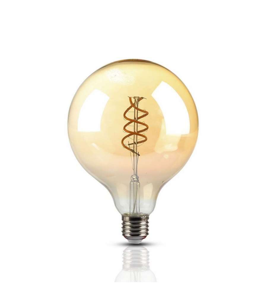V-TAC Lampadina LED E27 6W G125 Filamento Ambrato a doppio Spirale 1800K