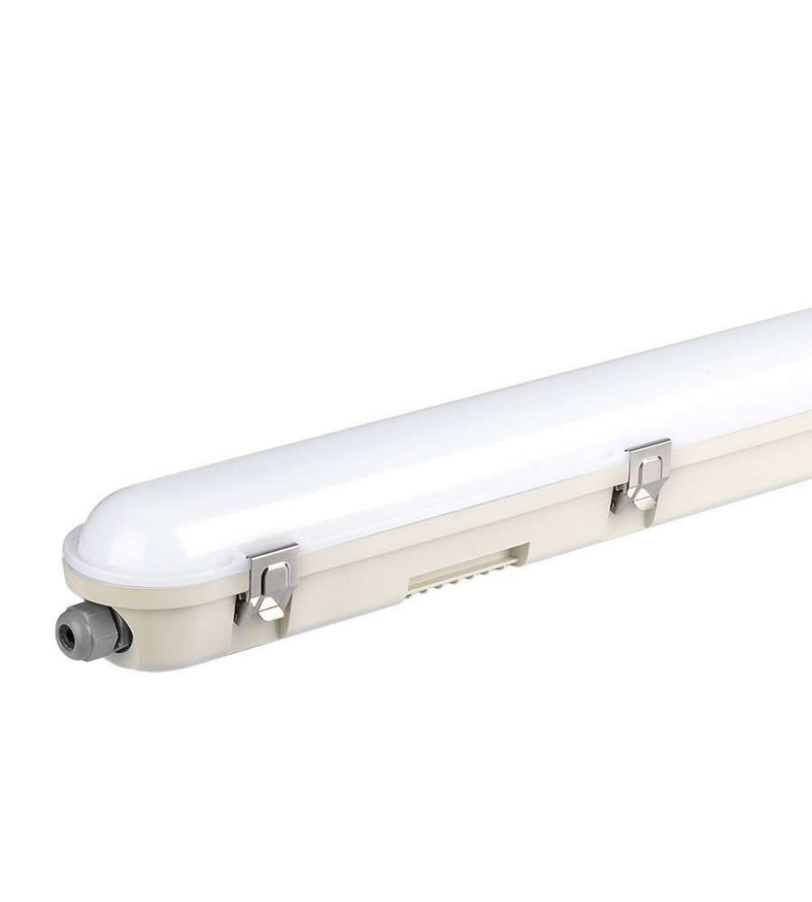 Plafoniera LED Chip Samsung Impermeabile 36W 120LM/W M-Series 1200mm con Batteria di Emergenza Copertura Satinata 4000K