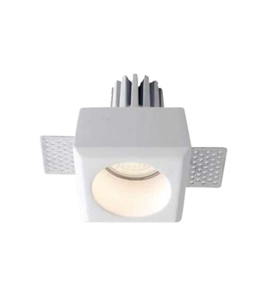 Portafaretto LED da Incasso Quadrato GU10 Corpo in Gesso Bianco