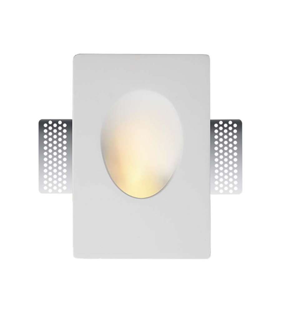 Portafaretto LED da Incasso rettangolare GU10 in Gesso Colore Bianco