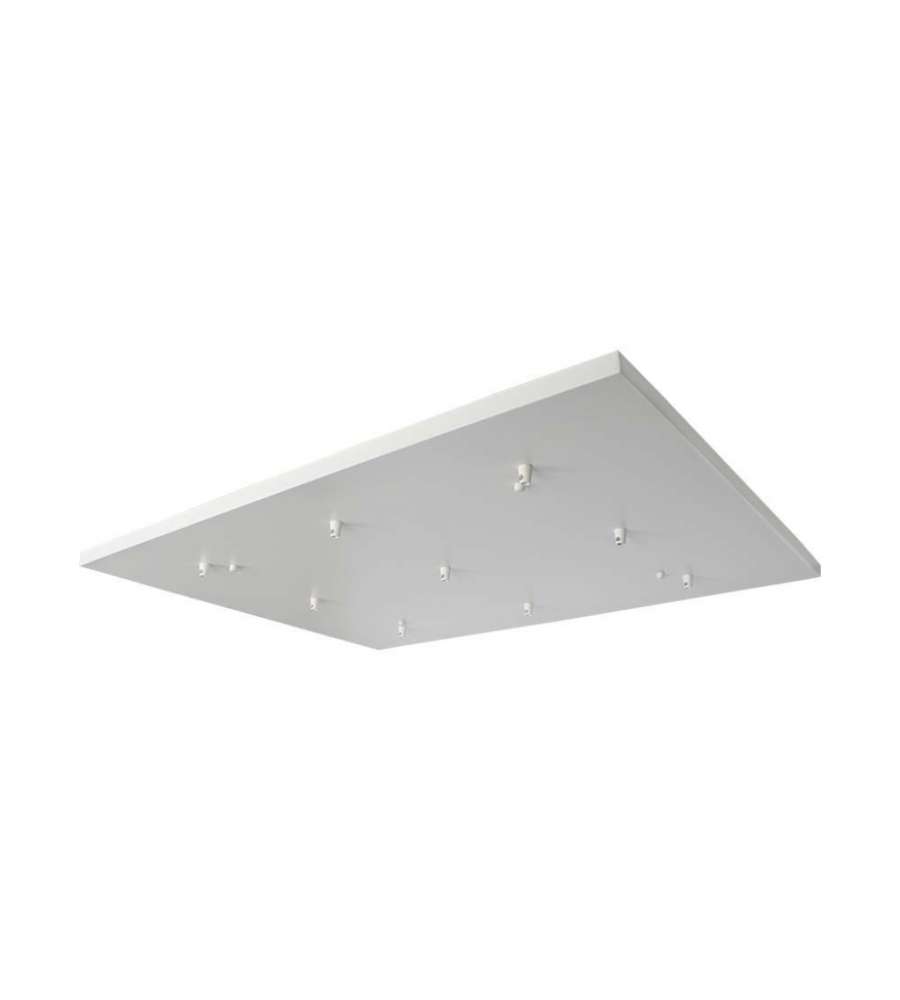 V-TAC Rosone per Lampadario in Acciaio Rettangolare 800*600*20mm con 9 Fori Colore Bianco opaco
