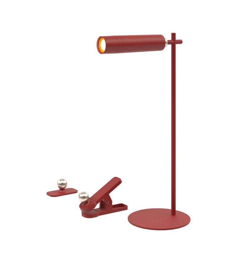 V-TAC Lampada LED da Tavolo Magnetica 3W Colore Rosso Ricaricabile con USB C Touch Dimmerabile 4000K