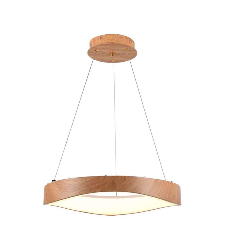 V-TAC Lampadario LED Sospensione 25W Design Moderno Circolare Legno D500xH1400mm 3000K