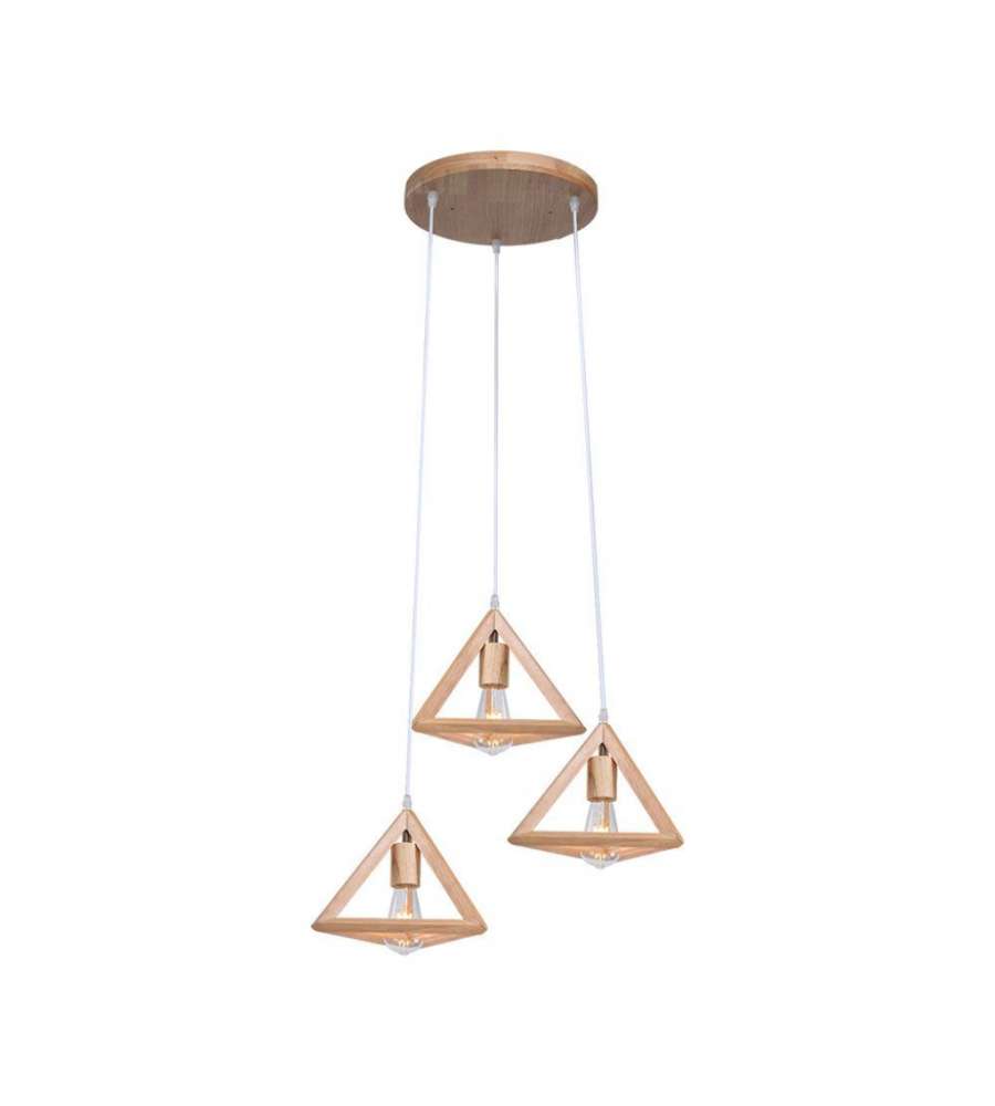V-TAC Lampadario LED a Sospensione Design Triangolare Portalampade E27x3 (Max 40W) H1200x260x260mm