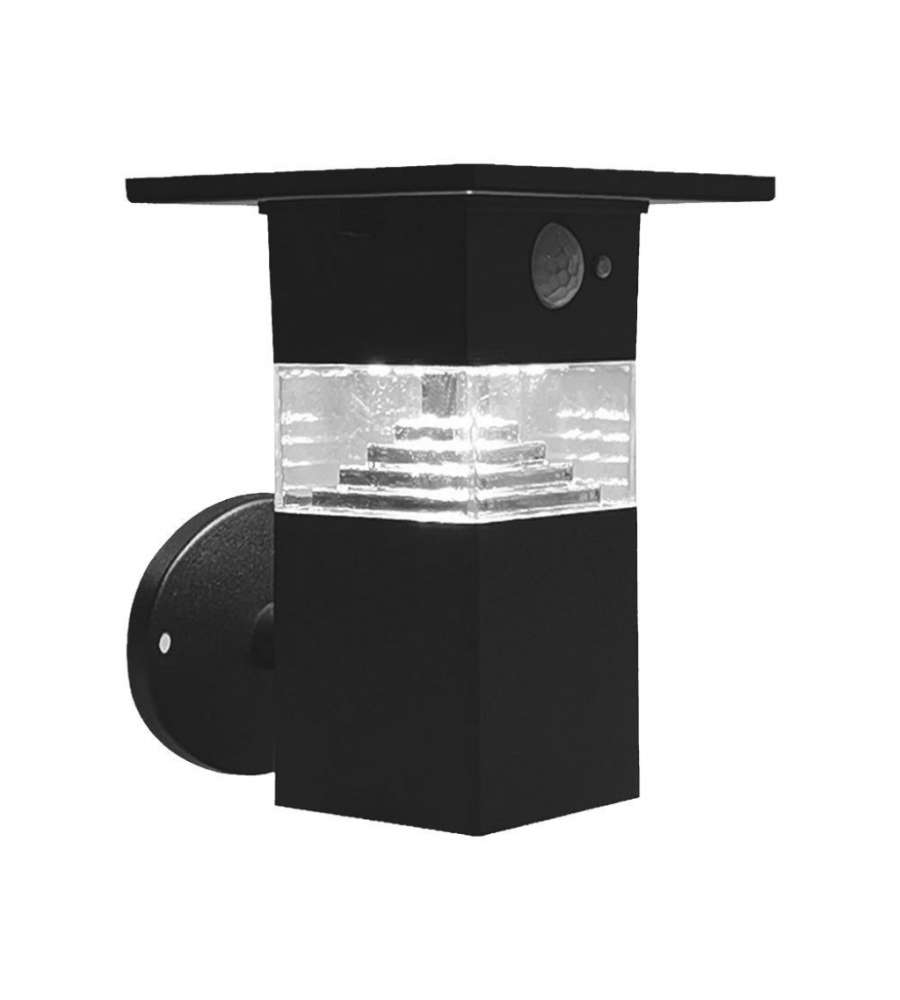V-TAC Lampada LED da Giardino con Pannello solare e Sensore PIR 3W Corpo Nero 162*145*170mm 3000K IP54