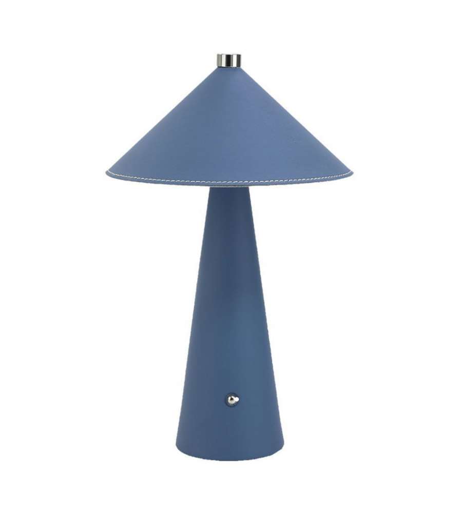 V-TAC Lampada LED da Tavolo 3W con Batteria Ricaricabile USB C Colore Blu in Metallo Mantello in pelle Touch Dimmerabile 3in1