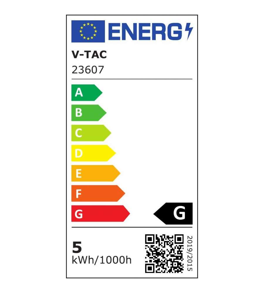 V-TAC Striscia LED Interno SMD 2835 20W 5 Metri – Bianco Caldo 3000K, 1200 LED, Adesiva, Tagliabile, 12V Per Cucina E Camera