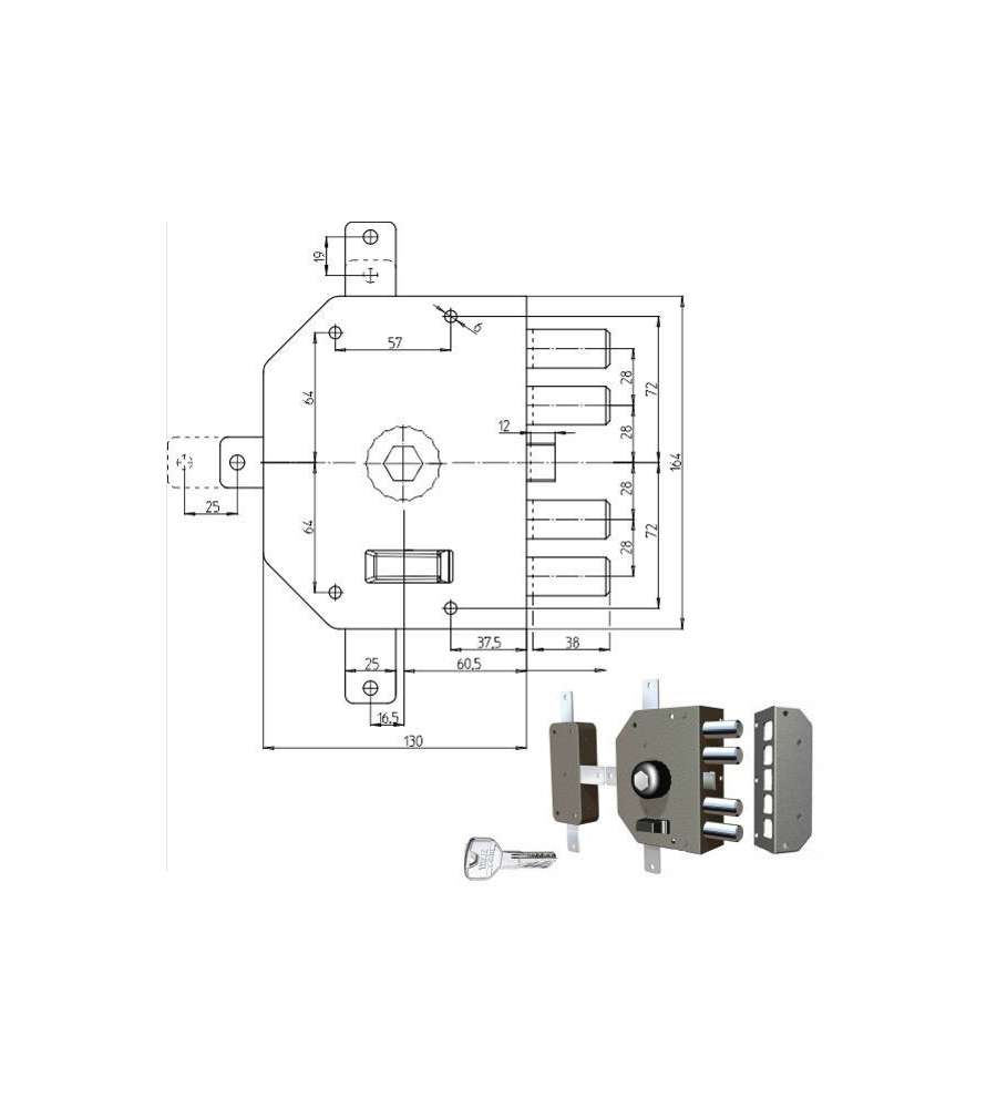 Serratura Sicura Quintuplice Sx Pompa 3350P Cr