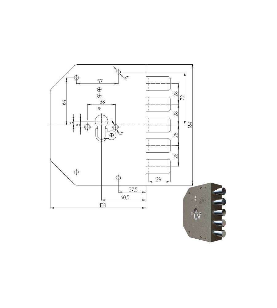 Serratura Sicura Semplice Dx Cilindro  2000Pe Cr