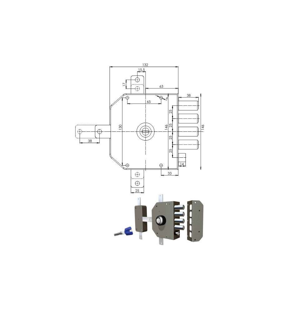Serratura Sicura Quintuplice Dx Pompa 3350 Mc Cr