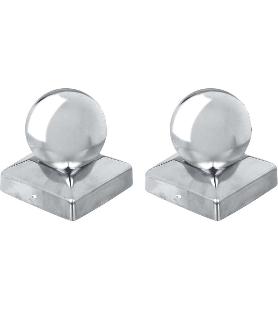 GAH-Alberts Copripalo Acciaio Inox 90x90 mm Set da 2 con Testa a Sfera