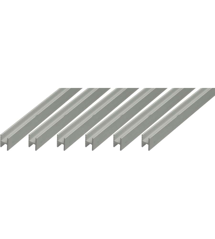 Alberts Profilo H in Alluminio Anodizzato Argento 1000x9,1x12 mm Set 6pz