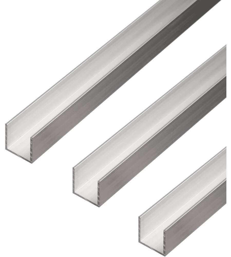 Alberts Profilo a U Alluminio 1000mm 20x20mm Set 3 Pezzi Naturale