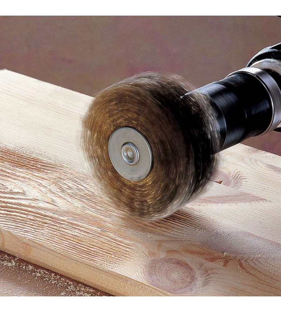 wolfcraft Spazzola per Ravvivare il Legno 80 mm Giallo