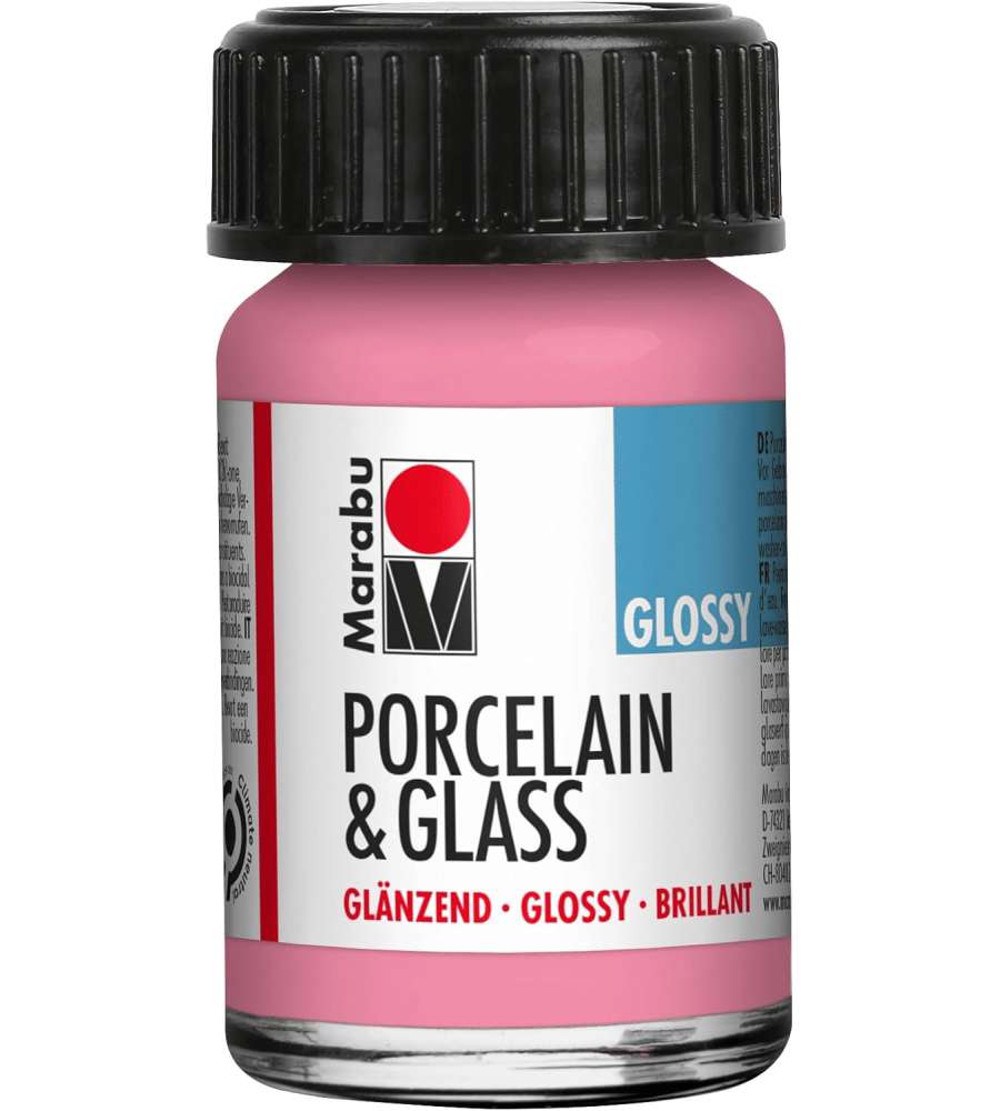 Marabu Vernice lucida rosa per porcellana e vetro 15 ml a base d'acqua