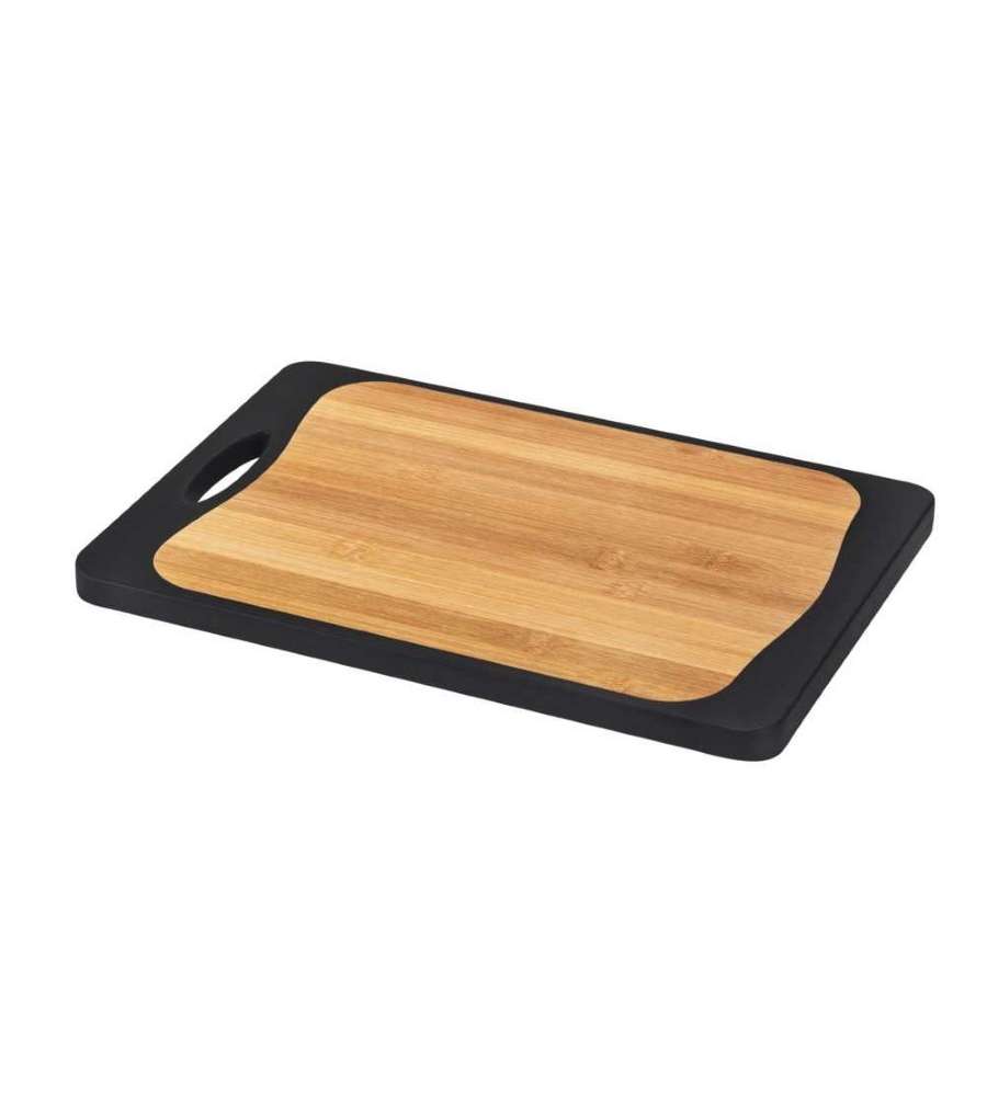 Tagliere combi nero 33 x 23 cm - con manico e scanalatura per il succo