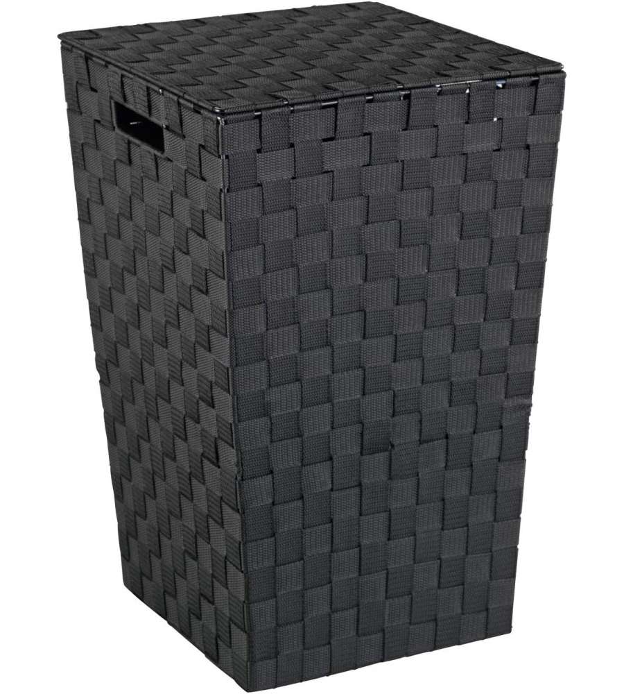 WENKO Cesto Quadro para la Ropa ancho con ruedas Gris Oscuro/Negro, 60/33/40 cm
