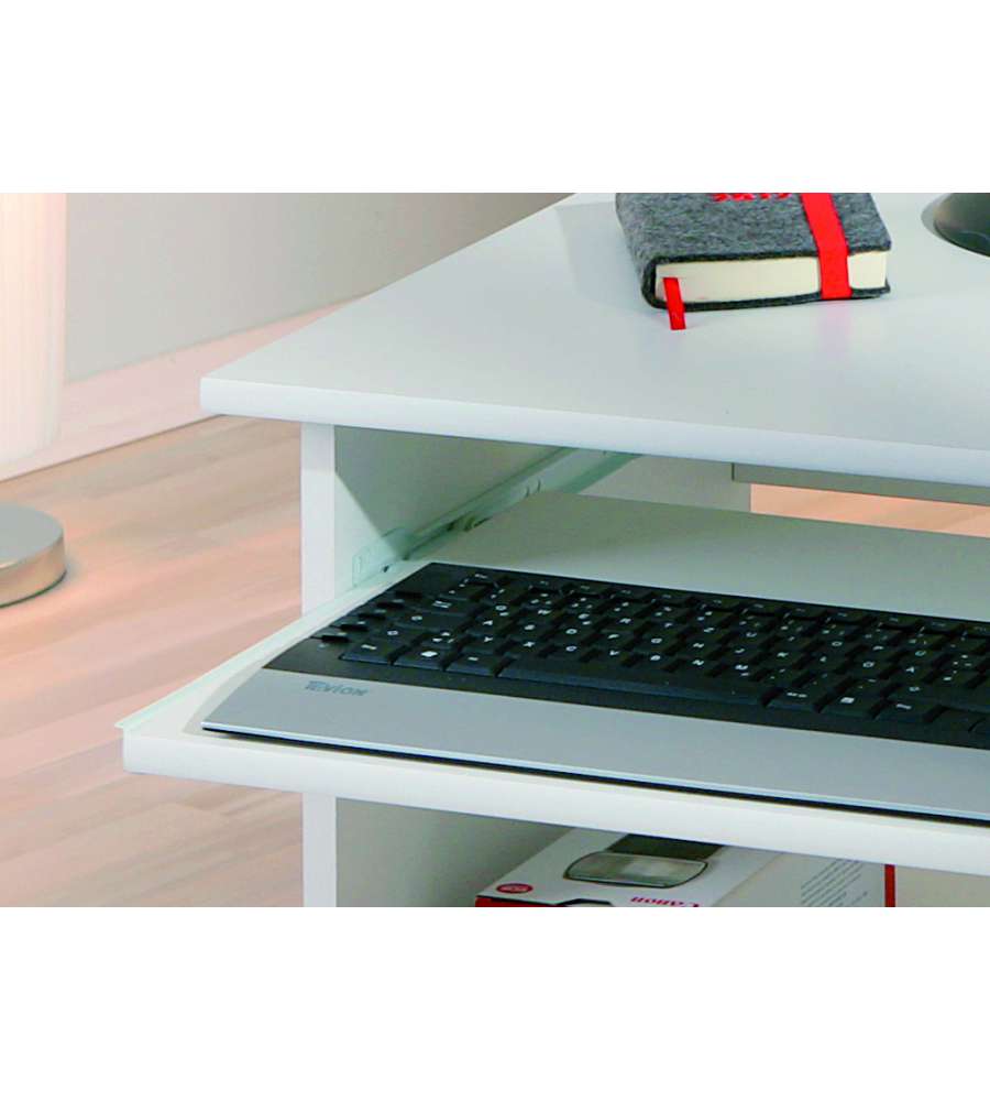 Pepe Mobiletto Porta PC Bianco - Ampio Piano, Cassetto Tastiera