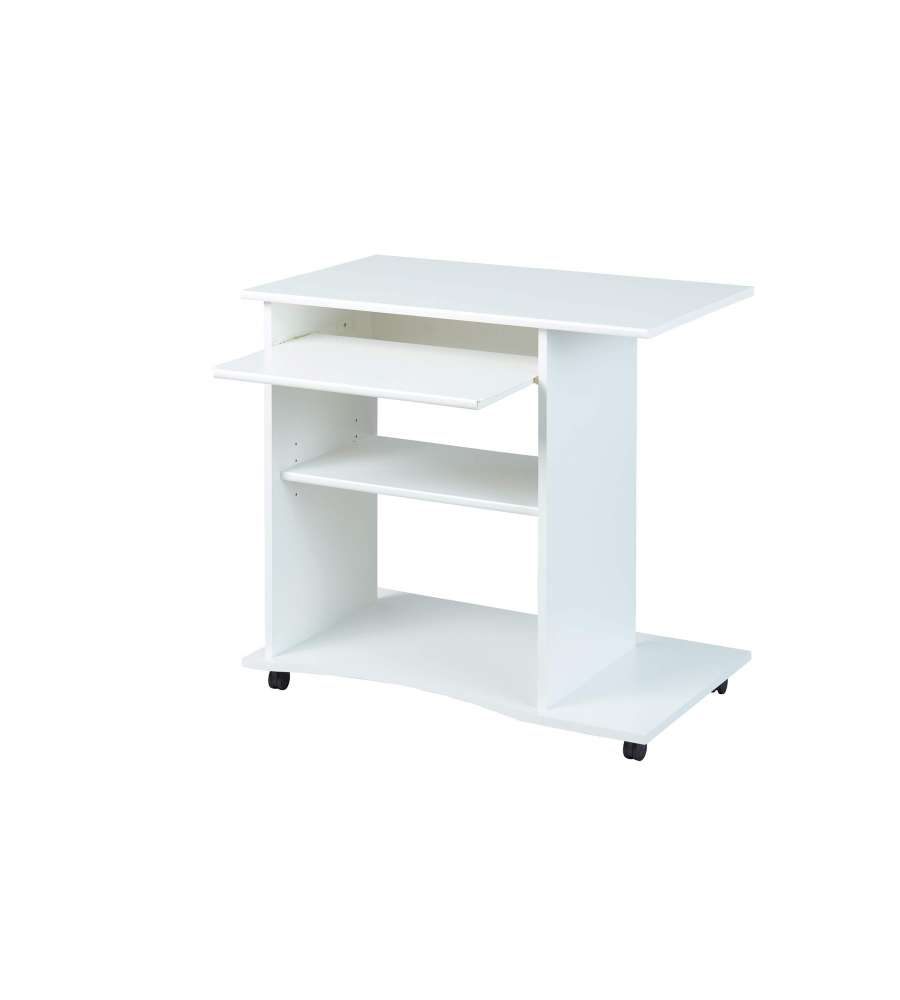 Pepe Mobiletto Porta PC Bianco - Ampio Piano, Cassetto Tastiera