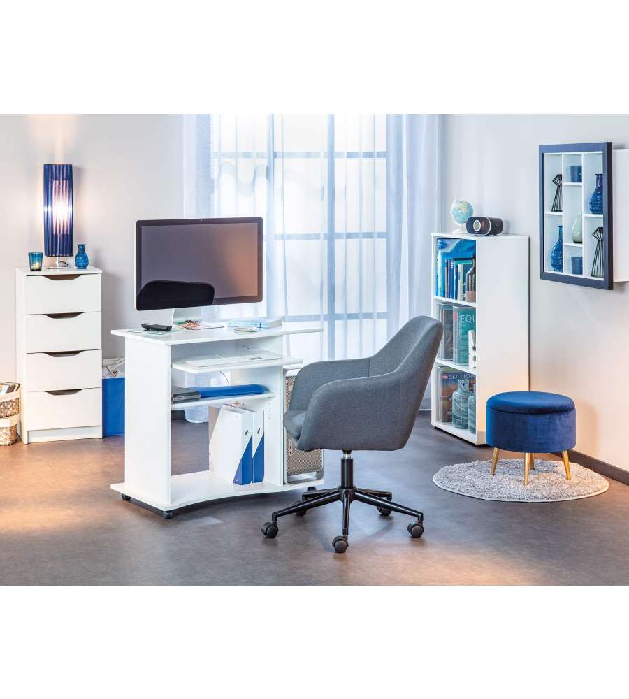 Pepe Mobiletto Porta PC Bianco - Ampio Piano, Cassetto Tastiera