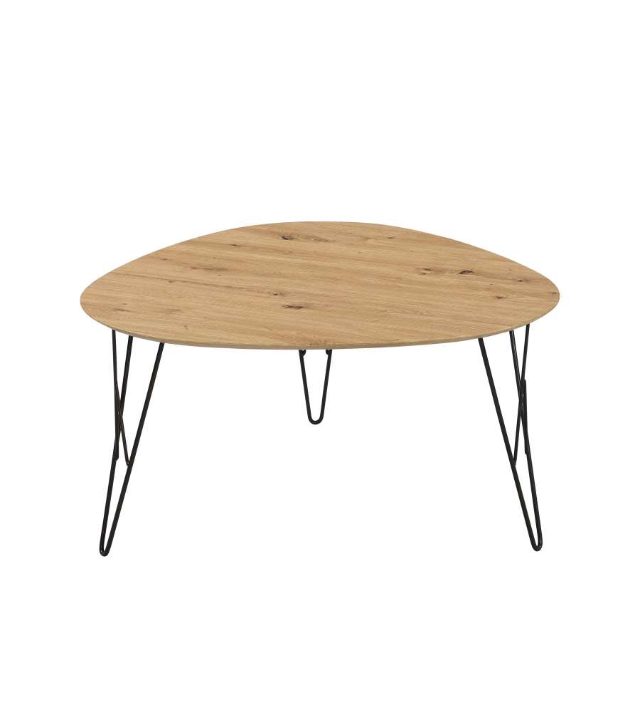 Tavolino mdf quercia metallo nero 80x78x41