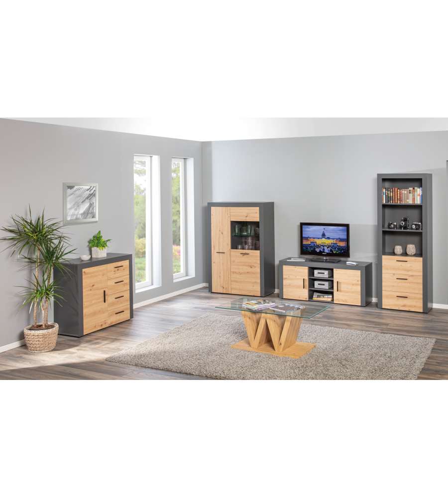 Credenza Alta Con 2 Ante Di Cui 1 A Vetro