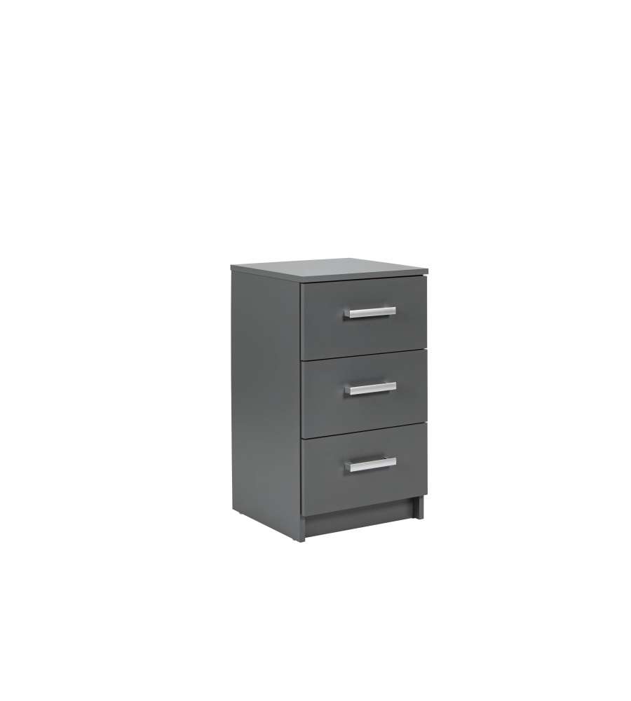 Inter Link Cassettiera 3 Cassetti Laminato Grigio 41,2x40x71 cm - Maniglia Metallo