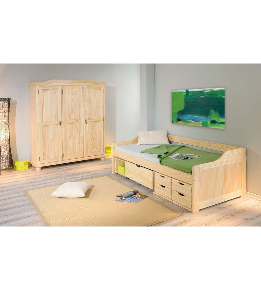 Armadio regolabile 180-110x205 h cm in legno naturale e grafite con tenda -  Bernac