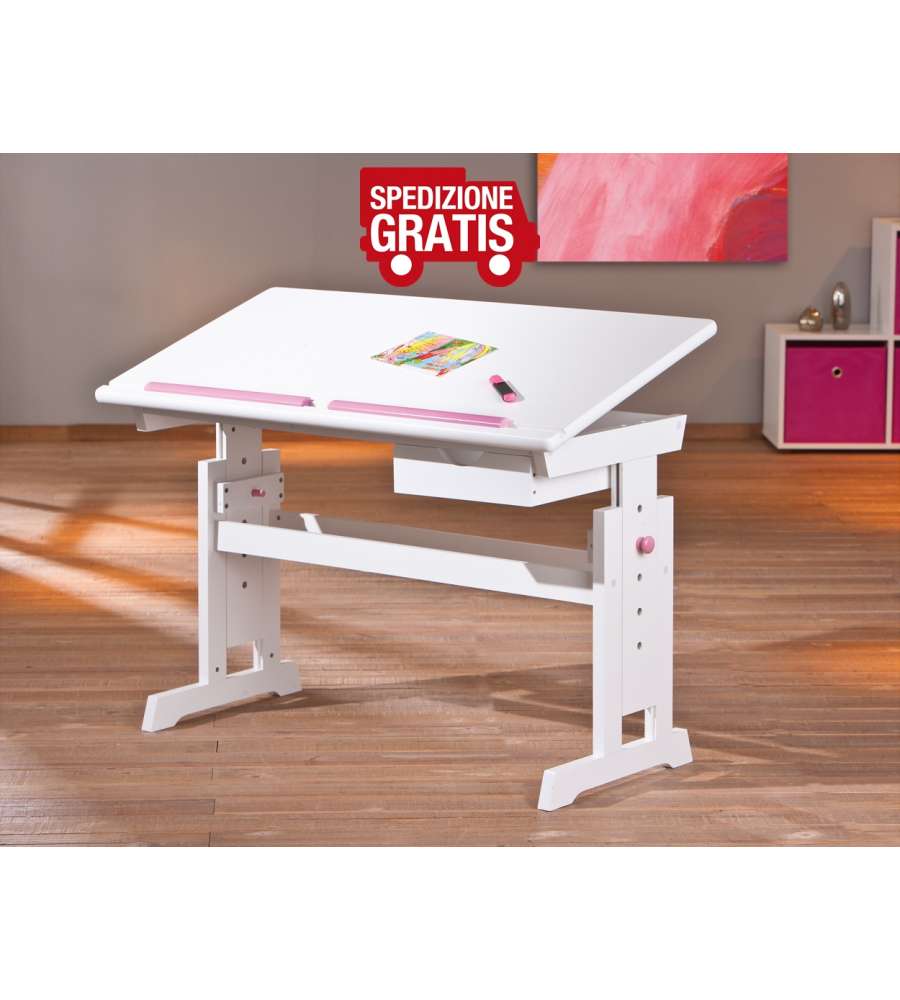 Scrivania Baru 109 x 55 x 64-90 Bianco Rosa/Blu
