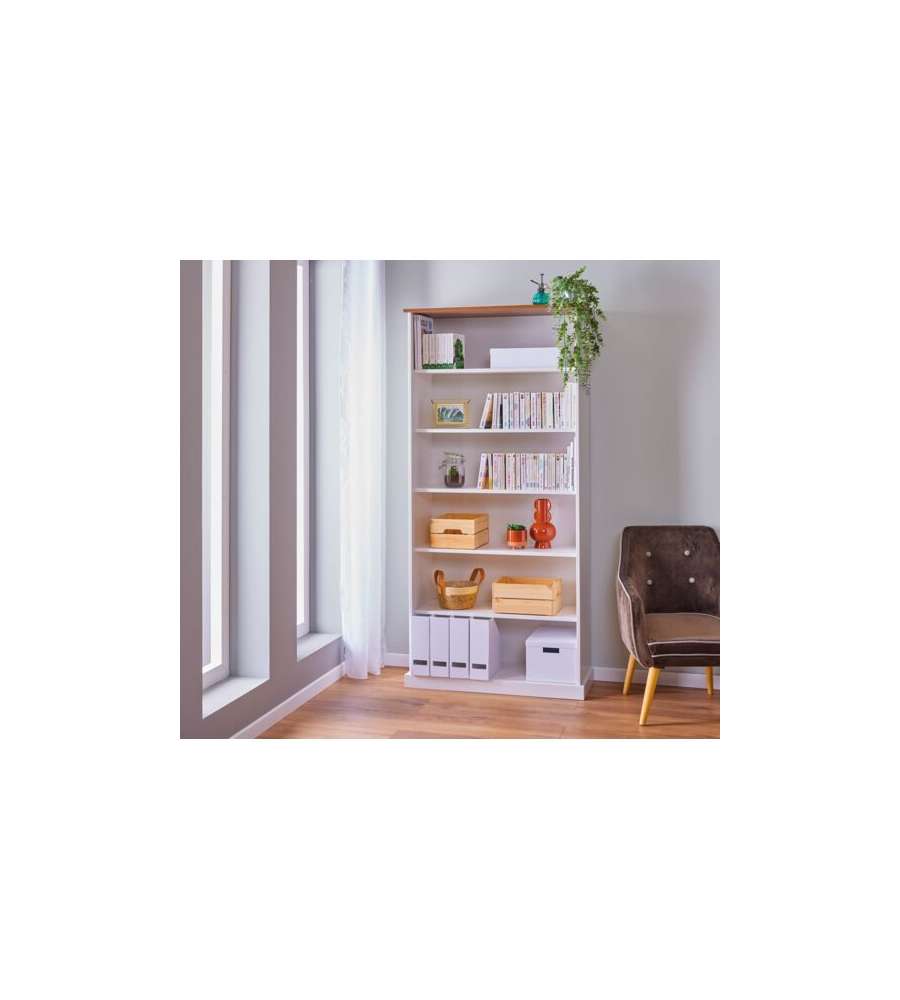 Libreria WL 5 in Pino Massello Bianco 90 x 38,1 x 190 cm