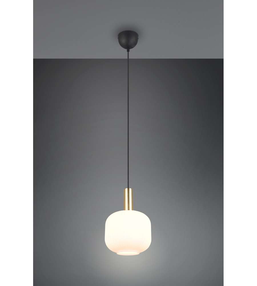 Trio Lampada in Vetro a Sospensione Diva - Ottone - E27 D.20x150cm