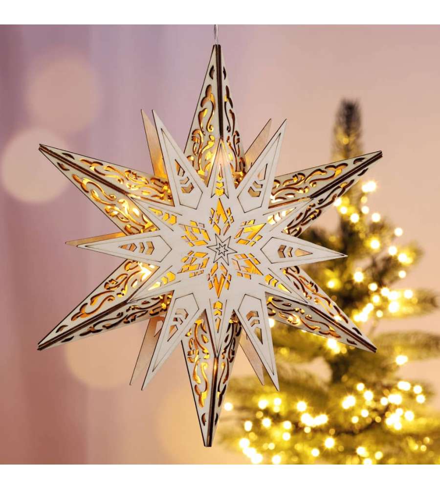 Trade Shop - 3 NATALAUSGABEN IN LEGNO UND OVATTA FORMA STELLA ALBERO