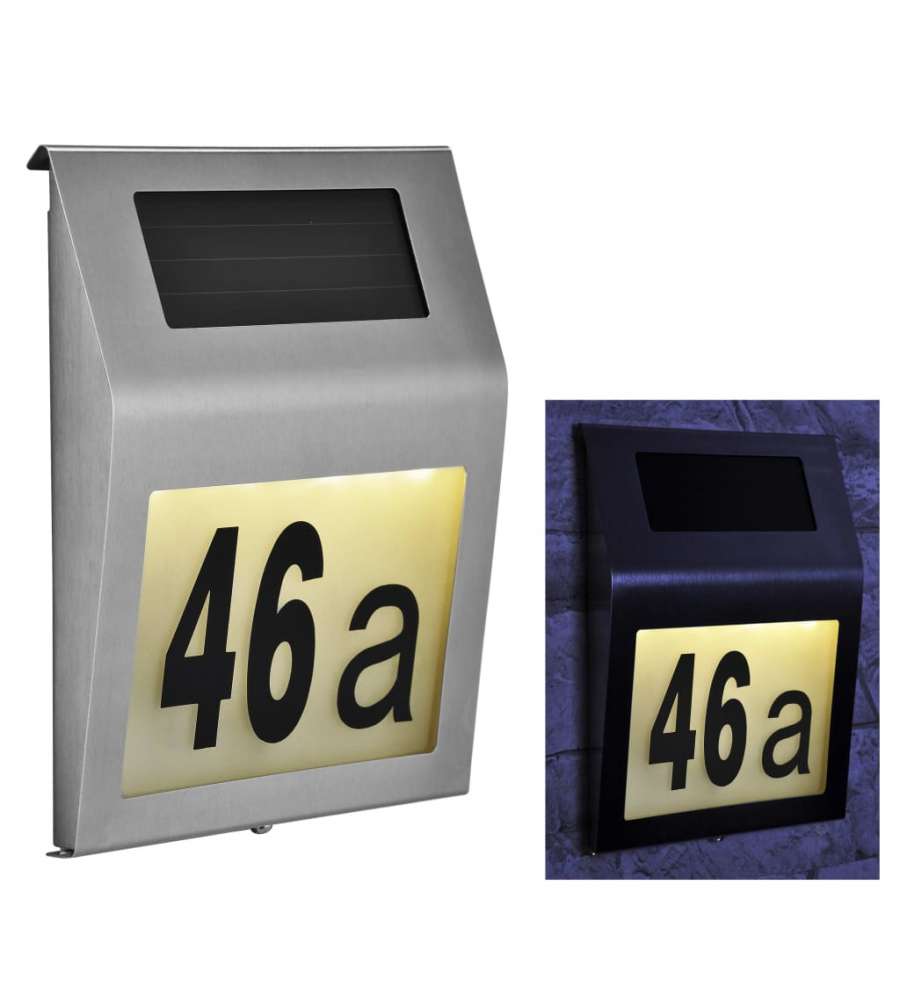 Numero Civico LED A Energia Solare Personalizzabile 1-9999 – Targa In Acrilico E Alluminio, 5 Mm Vetro Antisfondamento, Impermeabile IP55, Illuminazione Automatica