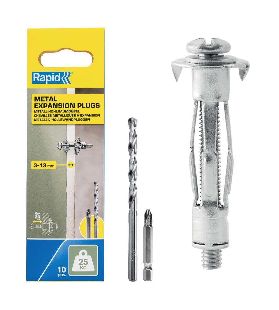 Rapid 10 Tasselli Espansione M8x32 per Cartongesso - per Parete 3-13mm